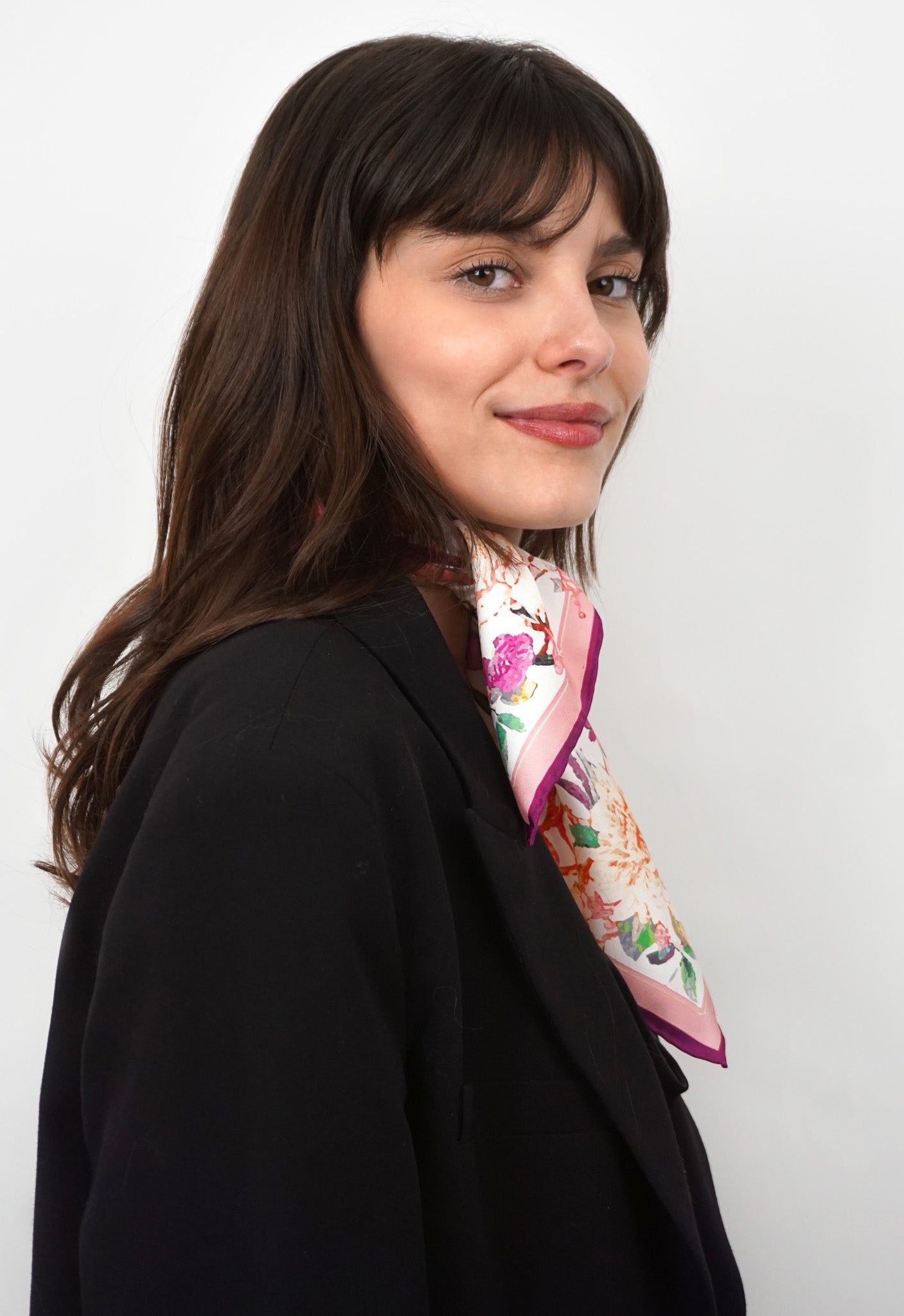 Carré de soie Jardin Secret - Rose