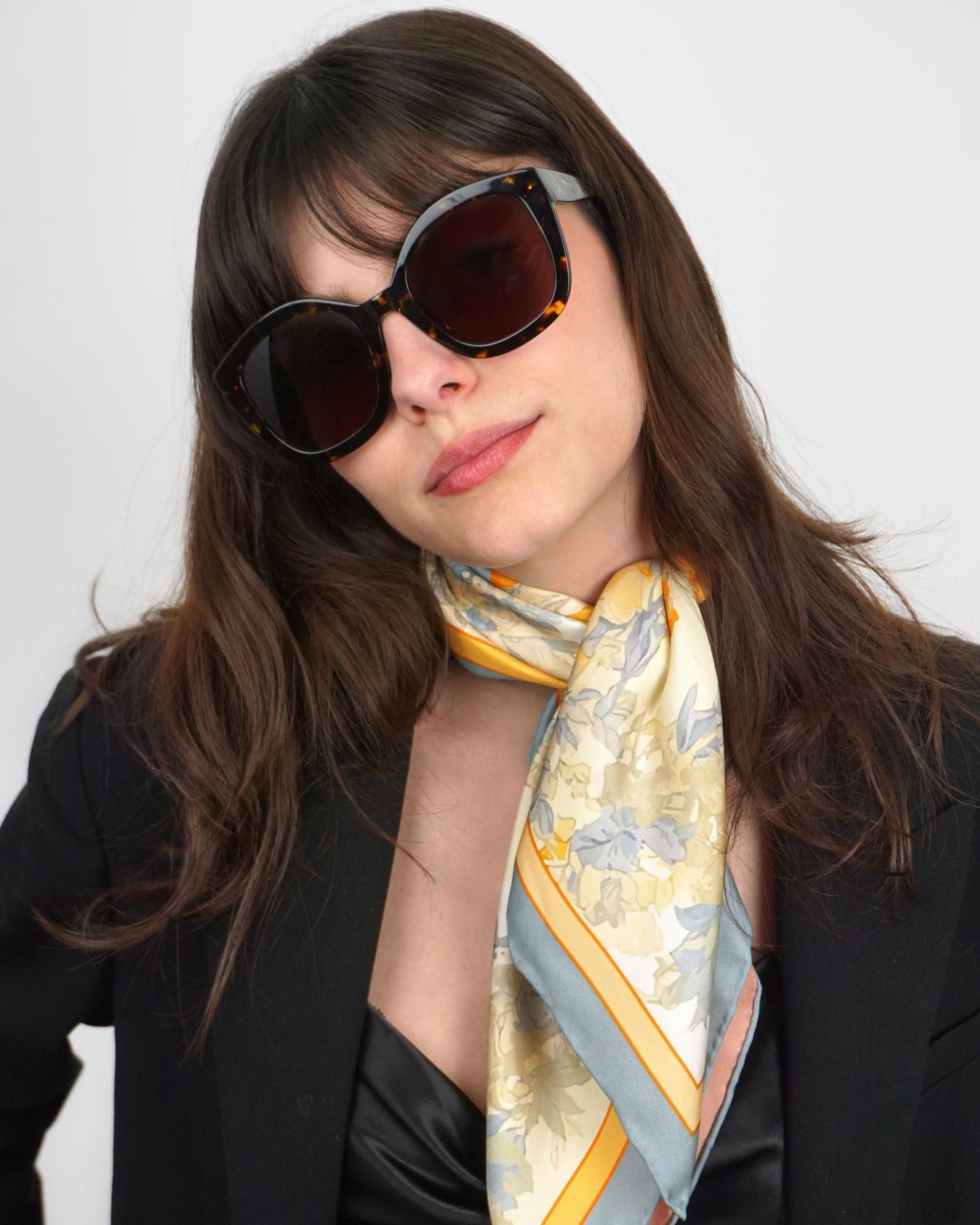 Carré de soie Cavalière - Rose/Navy