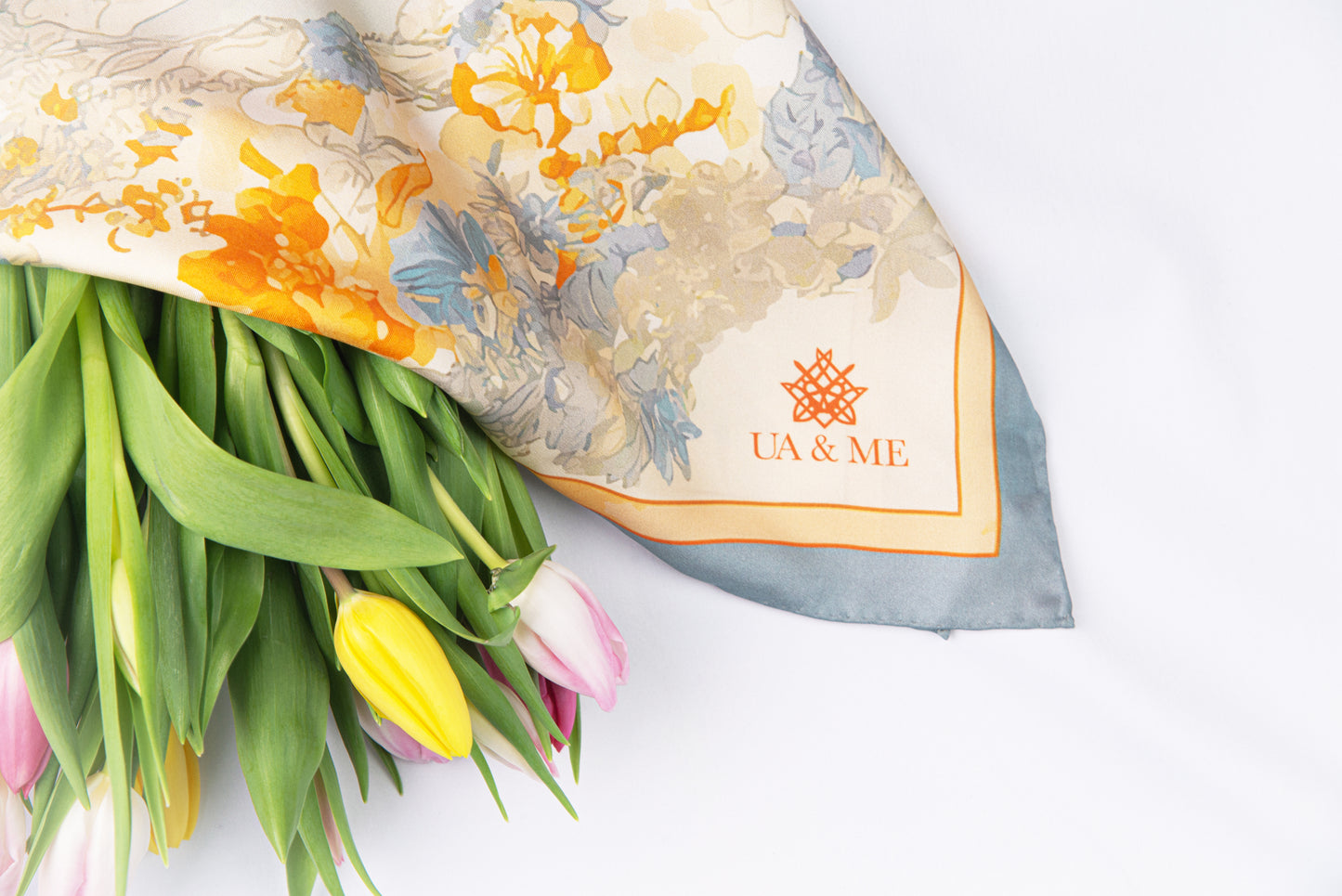 Carré de soie Cavalière - Rose/Navy