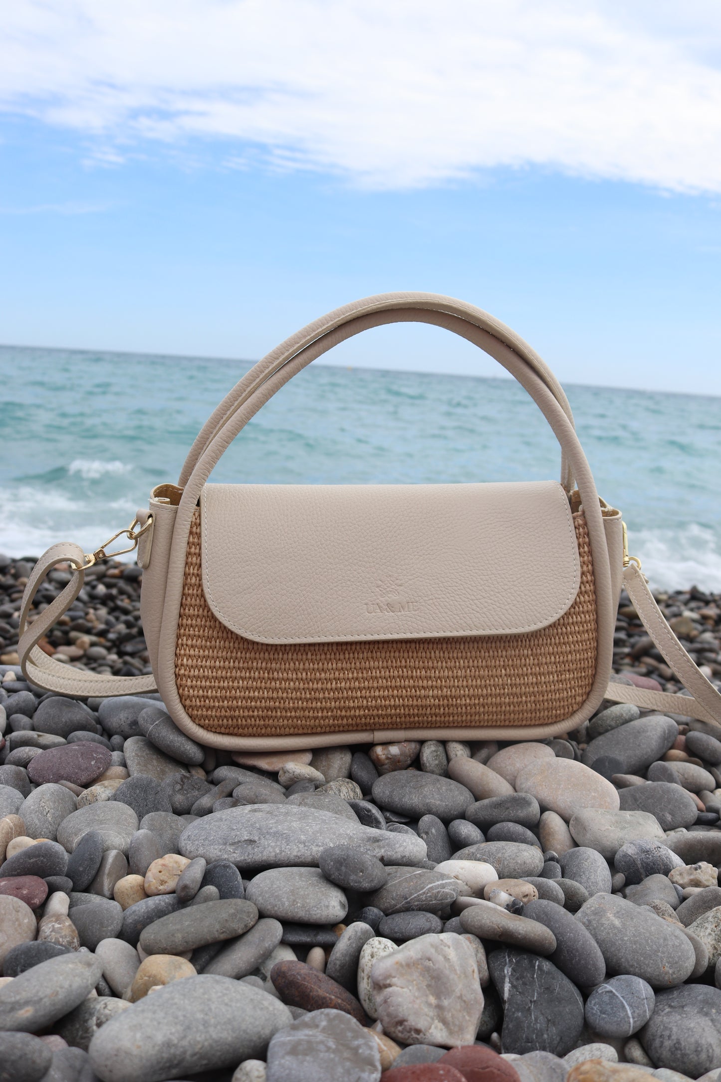 Sac en cuir “Summer U” Crème