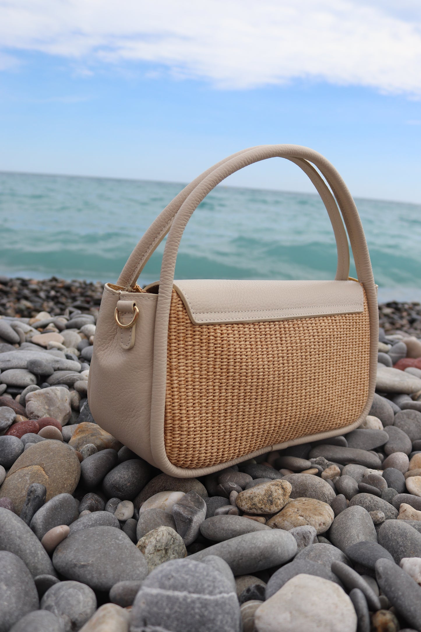 Sac en cuir “Summer U” Crème