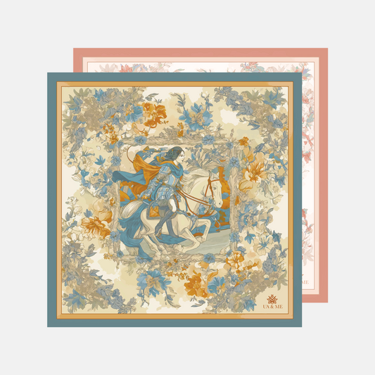 Carré de soie Cavalière - Rose/Navy
