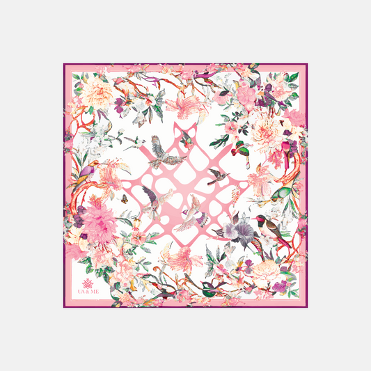 Carré de soie Jardin Secret - Rose