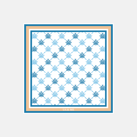 Carré de soie Mono  - Blue Orange
